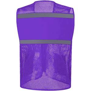 2025 gilet de sécurité américain unisexe personnalisé avec grande maille violet fermeture éclair avant-vêtements réfléchissants 2XL - Product Image 3
