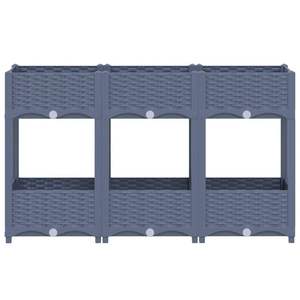 Jardinières et pots à fleurs surélevés spacieux et grands en polypropylène bleu gris - Product Image 3