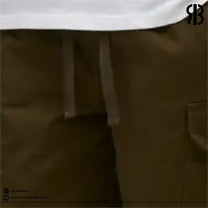 Pantalones Cortos Cargo Color Oliva para Hombre, Cintura Media, con Cordón, Casuales, Tipo Bermuda, con Bolsillos, 100% Algodón, Unisex, Venta al Por Mayor - Product Image 6