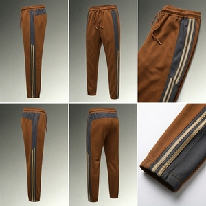 Custom Logo Men Sportswear Set Brown and Grey Color Block Training Suit Breathable Cotton Fleece Jogger Set Wholesale - Product Image 6