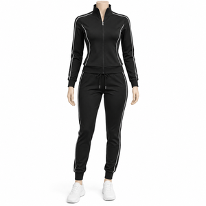 Conjunto Deportivo para Mujer, de Manga Larga, con Capucha y Cordón Ajustable, Pantalones Casuales, Transpirable, de Poliéster y Algodón, Corte Regular, para Invierno - Product Image 5