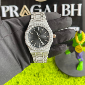 Montre automatique de luxe PJ entièrement sertie de moissanite, boîtier carré en acier inoxydable, saphir, étanche, style diamant - Product Image 2