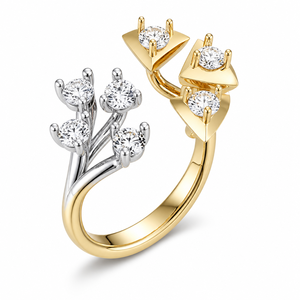 14K 18K Rose White Gold IGI Certified Lab Grown Diamond <b>Open</b> <b>Ring</b> Floral Branch Design Prong Setting DEF VVS OEM ODM Custom - Product Image 1