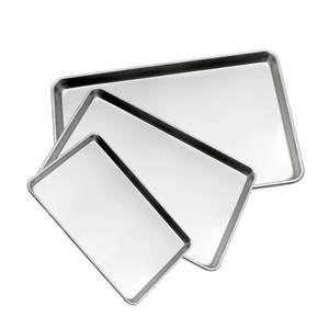 Juego de 3 bandejas de acero inoxidable de calidad superior para uso en el hogar, hoteles y restaurantes - Platos y bandejas aptas para lavavajillas - Product Image 1