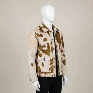 Blouson de motard en cuir véritable pour homme, motif vachette, col rabattable, fermeture éclair, coupe classique, hiver, décontracté, personnalisé - Product Image 6