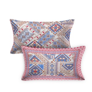 Floral Pattern 100% Cotton Pillowcase <b>Set</b> 7 PCS Modern Print Hotel & Home Decor Blue <b>Red</b> White Design - Product Image 2
