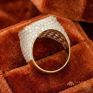 Anillo de Plata Chapado en Oro con Moissanita y Zirconia Cúbica, Estilo Hip Hop, para Hombre, Aniversario - Product Image 2