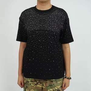 Hot Sale Premium Quality Crew neck Rhinestone T -Shirt With Multicolor RhineStone Embellished For <b>Men</b> Custom Rhinestones T-Shirt - Product Image 2