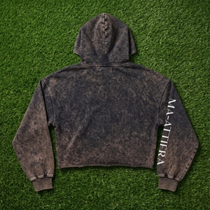 <b>Women</b> Vintage Washed Fleece Hoodie Cropped <b>Pullover</b> With Zip Side Panels Custom Streetwear Sweatshirt Wholesale Wear - Product Image 6