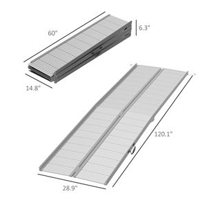 Rampa Pieghevole per Sedia a Rotelle da 3 Metri, Finitura Argento Resistente con Superficie Scanalata, Dispositivo di Assistenza Robusto per Uso Domestico - Product Image 3