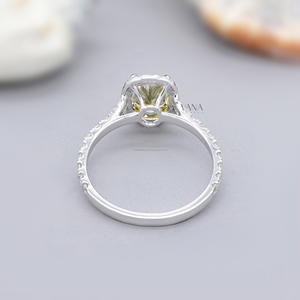 1.47 TCW jaune coussin coupe Moissanite bague de fiançailles tige fendue Halo pavé réglage argent 18K or massif fêtes spécial - Product Image 4