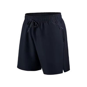 Shorts décontractés pour hommes, blancs, couleur unie, taille élastique avec cordon de serrage, respirants, taille mi-haute, en tissu tissé 100 % polyester - Product Image 3