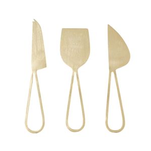 Juego de Cuchillos para Queso Minimalistas con Mango Dorado, Rebanador y Cortador de Queso Moderno de Acero Inoxidable Plateado para Cocina, Venta al por Mayor - Product Image 1