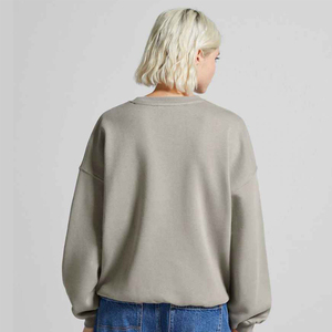 Customized Made Regular Fit Solid Cotton Fleece Women's <b>Sweatshirt</b> <b>Long</b> Sleeve Oversized O Neck Women's <b>Sweatshirt</b> - Product Image 2