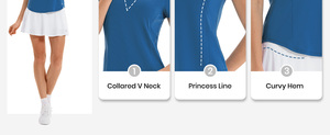 Polo de Manga Corta para Mujer, Color Sólido, Transpirable, Tejido, Informal - Product Image 5