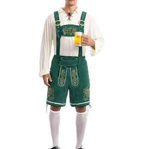 Pantalones Cortos Bávaros de Cuero Verde para Hombre, Más Vendidos, con Bordado, Cintura Media, Casuales, Tejidos y Transpirables - Product Image 1