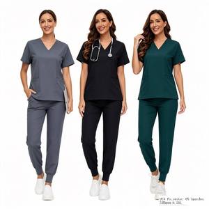 Quick Drying Woven Polyester Hospital <b>Scrub</b> Uniform <b>Set</b> Soft Touch Nurse USA Style V Neck <b>Scrub</b> <b>Set</b> for Women Needle Detection - Product Image 6