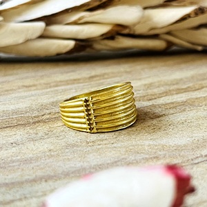 Anillo tribal de latón multicapa de última moda y alta demanda para mujer, chapado en oro de 18k, anillo de banda ancha de varias capas, venta al por mayor/OEM/ODM - Product Image 1