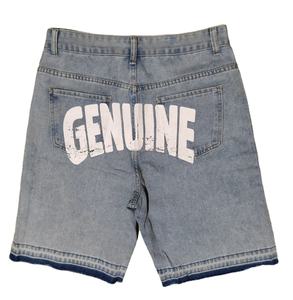 Nouveaux shorts en jean hip-hop croisés à strass, coupe droite, respirants, entièrement ornés de diamants - Product Image 2