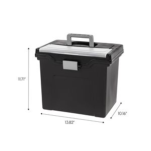 Boîte de rangement portable pour dossiers - Format Lettre avec couvercle et boucle - Rangement en plastique sans BPA - Noir (1 pièce) - Product Image 1