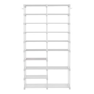FCH 10 Layers Non-Woven White Shoe Rack Double Row with Iron Pipe 85.7*29.8*158cm PP Pad + Plastic Accessories - Product Image 2