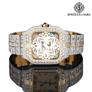 Montre de luxe de qualité supérieure avec diamants, boîtier rectangulaire en acier inoxydable, mouvement à quartz analogique, montre unisexe disponible à prix d'exportation - Product Image 6