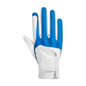 ถุงมือกอล์ฟหนัง PU สีขาวและสีน้ำเงิน มือซ้าย แบบเต็มนิ้ว กันลื่น ปิดด้วยแถบตีนตุ๊กแก ระบายอากาศได้ดี ซึมซับความชื้น เหมาะสำหรับทุกเพศ - Product Image 1