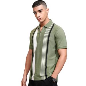 Summer New British Men's Customizable Cotton Fleece for Shirt Zipper Design Short Sleeve Solid Pattern Quick Dry Breathable - Product Image 1