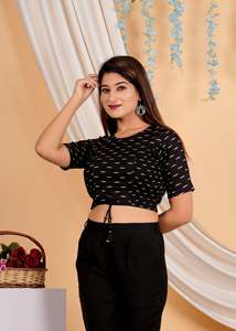 Cotton Slub Anarkali <b>Kurta</b> Dress Ikat Printed Floral Blouse Ethnic <b>Women</b> Summer Casual Knee-Length Sun Protection - Product Image 6