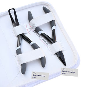 Nouveau kit d'outils pour extensions capillaires Microlink noires avec pinces d'ouverture et de fermeture de micro-anneaux, outil d'enfilage de boucles et doigtier de séparation de cheveux - Product Image 3