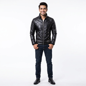 Factory Custom logo blank leather bomber winter leather jacket for <b>men</b> - Product Image 1