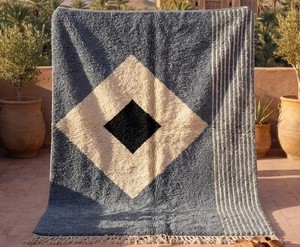 ART INDIA TEX Tapis berbère Beni Ourain authentique marocain fait main, à poils épais, avec envers antidérapant, lavable, pour la décoration intérieure, vente en gros - Product Image 1