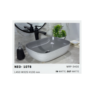 อ่างล้างหน้าแบบวางบนเคาน์เตอร์เซรามิค รุ่น Neo S 1062 ซีรีส์ โมเดิร์น สำหรับห้องน้ำหรูหรา - Product Image 5