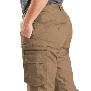 DAIZEN STAR INTERNATIONAL Men's Brown Cargo Pants High Waist Multiple Pockets Workwear Style Canvas Polyester Breathable - Product Image 4