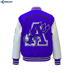 DAIZEN <b>STAR</b> Men Varsity <b>Jacket</b> Orange White Sleeve Embroidered Letter Patch Design Turn-down Collar Single Button Skulls Pattern - Product Image 4