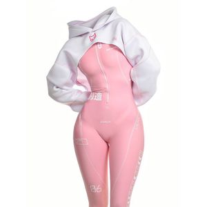 ชุดโยคะกีฬาลายโลโก้ทีมแชมป์หญิงสไตล์ไซเบอร์พังก์ล้ำยุคแบบเครื่องจักร สำหรับถ่ายรูปแข่งรถ สี-XL - Product Image 6