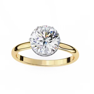 Exquisito anillo de diamante cultivado en laboratorio con corte redondo y halo oculto, piedra central de color E, engastada en oro macizo de 18 quilates, para boda o compromiso. - Product Image 2