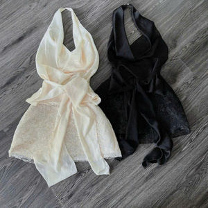 Mini ensemble deux pièces d'été pour femme, décontracté, ajusté, confortable, en coton naturel uni, avec décoration discrète, tendance, lavable - Product Image 1