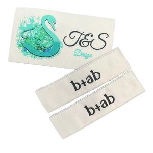 Premium Cotton Woven Labels Eco-Friendly Silk <b>Screen</b> Printed Custom Logo Garment Neck Labels Center <b>Fold</b> Ultrasonic Cut Edge - Product Image 4