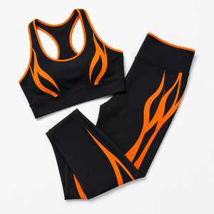 Conjunto de Yoga para Mujer con Paneles en Contraste, Leggings de Cintura Alta, Sujetador Deportivo, Ropa Deportiva para Gimnasio y Entrenamiento - Product Image 1