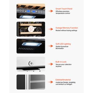 Frigorifero per Vini a Doppia Zona da 28 Bottiglie, Mini Frigo Vino con Porta in Vetro, Ripiani Regolabili e Temperatura Digitale per Uso Esterno - Product Image 6