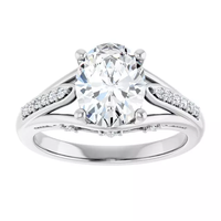 Bague vintage en or blanc 14 carats avec diamant de laboratoire certifié IGI, taille ovale 2,00 carats, clarté VS1, couleur F, pour femme.