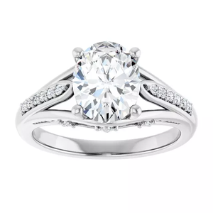 Anillo de Diamante Cultivado en Laboratorio con Certificación IGI, Corte Ovalado de 2.00 Quilates, Claridad VS1, Color F, Oro Blanco de 14k, Estilo Vintage, para Joyería Femenina - Product Image 1