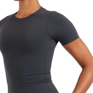 เสื้อครอปออกกำลังกายผู้หญิงไร้ตะเข็บ ทรงเข้ารูป แขนสั้น ระบายอากาศได้ดี เหมาะสำหรับโยคะ ฟิตเนส วิ่ง ออกกำลังกาย เสื้อยืดกีฬาแบบเรียบ - Product Image 3