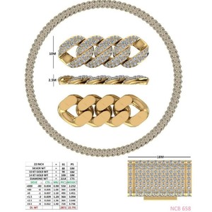 Iced Out Men's Cuban Link <b>Chain</b> Necklace <b>22</b>-in Statement 14K 18K Solid Gold Classic Round Lab-Grown Diamond Luxury Hip Hop Style - Product Image 2