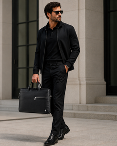 Slim Laptop Bag Lagarto <b>Black</b> Premium Office & Business Messenger Bag for Men & <b>Women</b> with Adjustable strap - Product Image 2