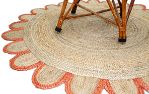 Tapis rond extra large NYKO MART fait main en jute 100% biologique, style bohème, écologique, couleur unie, sur mesure, à bords festonnés - Product Image 3