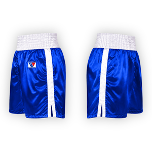 Shorts de boxe décontractés pour hommes en toile bleue 100 % polyester, taille mi-haute unie avec cordon de serrage - Product Image 3