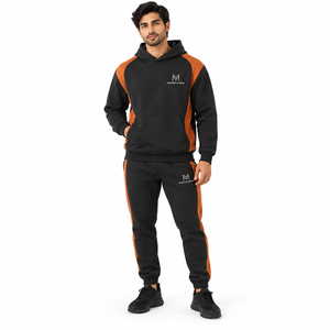 Conjunto Deportivo MANGOES FASHION para Hombre, 100% Algodón, Negro y Naranja, Ligero, Transpirable, con Capucha, Manga Larga, Informal, con Logotipo - Product Image 1