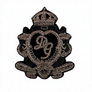 Badge de luxe DG Crown Bullion – Écusson logo brodé à la main en fil d'or Zari avec perles pour vêtements et accessoires - Product Image 1